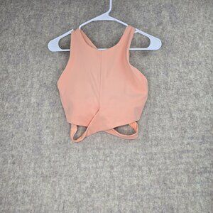 Athleta High Neck Crop Top Peach Pink Stretchy Activewear